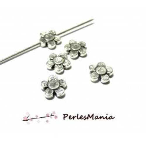 Pax environ 25 perles intercalaires fleurs 10mm metal couleur argent antique ps110105233