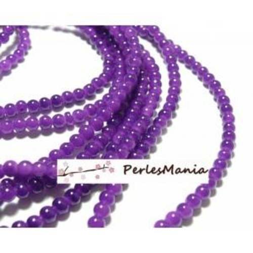 1 fil d'environ 133 perles de verre imitation jade violet 6mm h76637