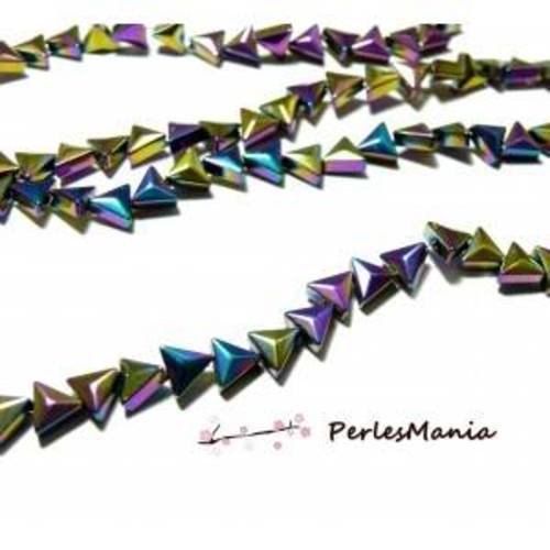 1 fil d'environ 65 perles hématite triangle 6mm metallisé 150711133705