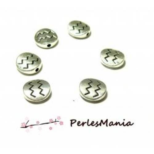 Pax 25 perles intercalaires plates chevron 10mm metal couleur argent antique ps11105704