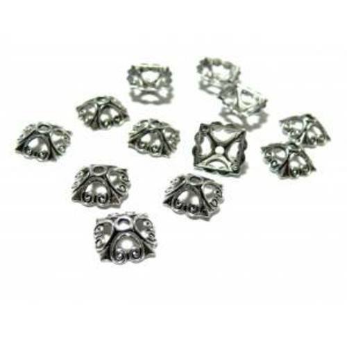 Pax 50 coupelles calottes caps carre conique argent antique 12mm ref 170926144932