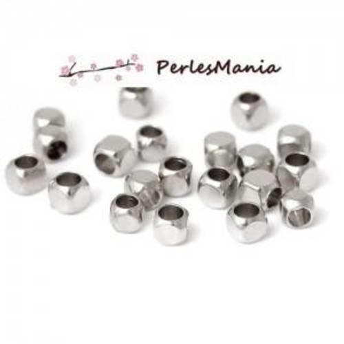 Pax 100 perles intercalaire cube arrondi 2,5mm qualité cuivre argent platine ps1153137
