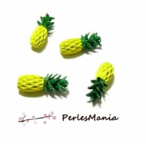 Pax 4 pendentifs ananas émaillés 3d ps1194301