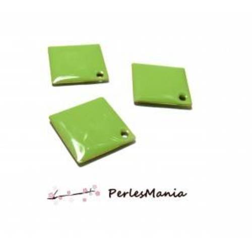 Pax 10 sequins médaillons émaillés biface losange 24mm vert s11106065