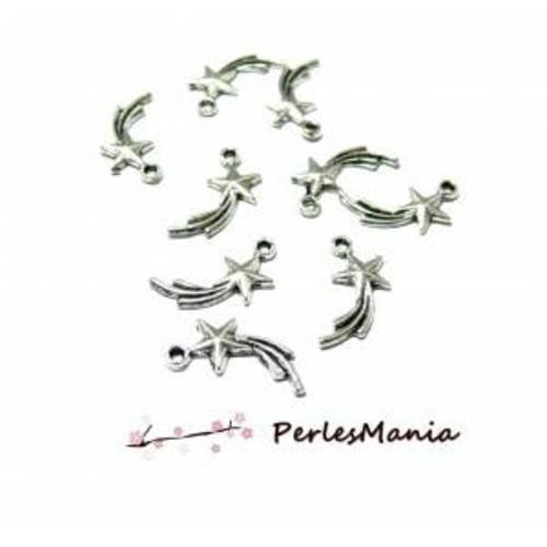 Pax 50 pendentifs breloque etoile filante metal couleur argent platine ps11107082