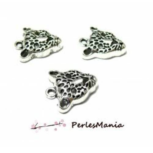 Pax 20 pendentifs breloque leopard metal couleur argent antique ps1110431