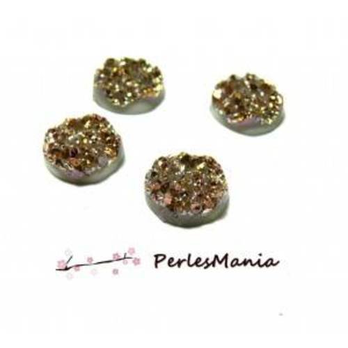 Pax 50 cabochons plat druzy, drusy ronds or violet 12mm ps1174805