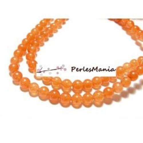 1 fil d'environ 90 perles imitation jade orange 4mm ha1464a07