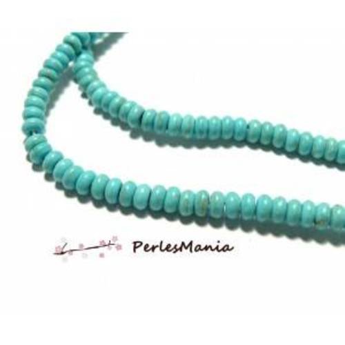 1 fil d'environ 160 perles rondelles turquoise reconstituées couleur turquoise 4 par 2mm g10906