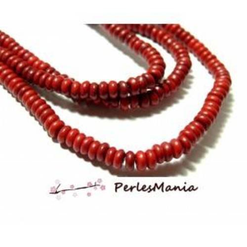 1 fil d'environ 160 perles rondelles turquoise reconstituées couleur rouge 4 par 2mm g10911