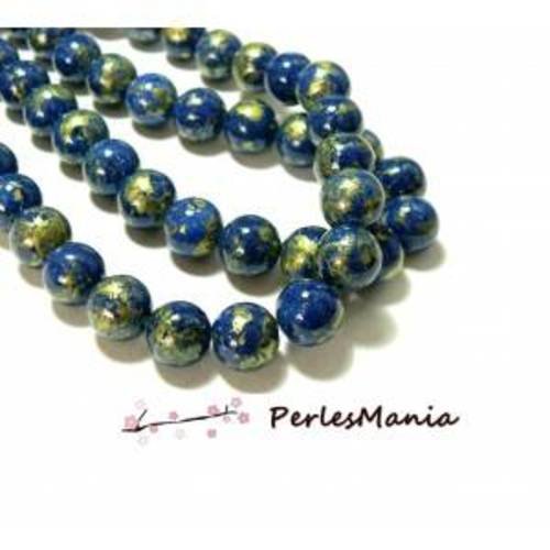 1 fil d'environ 48 perles jade mashan bleu nuit mordoré 8mm h23201g