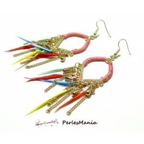 Boucle d'oreille doré plumes happy summer