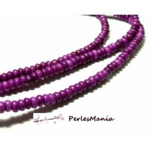 1 fil d'environ 160 perles rondelles turquoise reconstituées couleur violet 4 par 2mm g10903