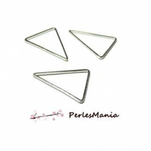 180310141733pp pax: 20 pendentifs connecteurs triangle metal couleur argent platine 19 par 25mm