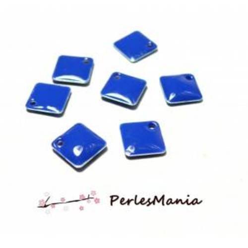5 sequins médaillons style émaillés biface petit losange bleu 8mm ref 13