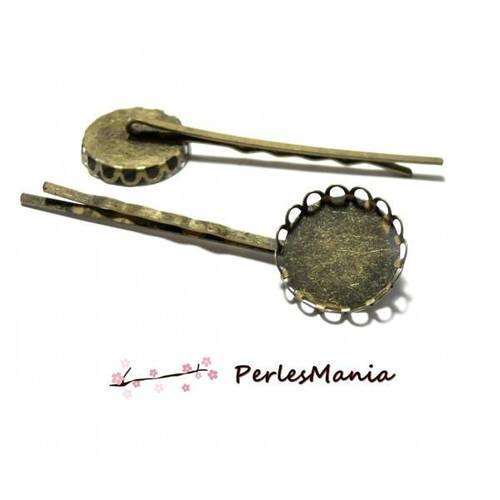 14073117550716 pax 10 support barrette bob pin pince a cheveux 16mm bronze vague