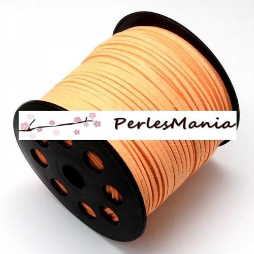 10m de cordon en suédine orange pastel 3mm aspect daim ref1064 qualité