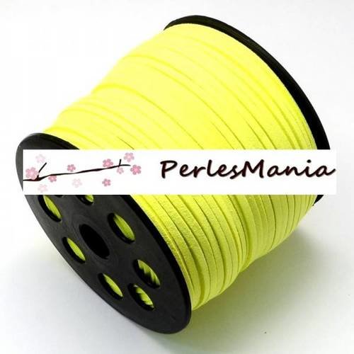 10m de cordon en suédine jaune flashy 3mm aspect daim ref1060 qualité