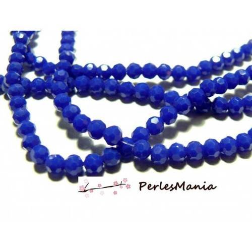 1 fil d'environ 100 perles rondes à facettes en verre 6mm bleu royal h166602l
