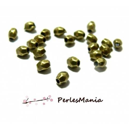 H11072 pax 100 perles intercalaires facetté 4mm metal couleur bronze