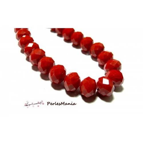1 fil d'environ 70 perles rondelles 8 par 6mm verre facettée rouge vif couleur 4