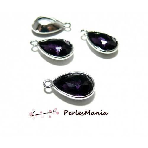Ps110085758 pax 4 pendentifs goutte verre facette violet amethiste 19mm