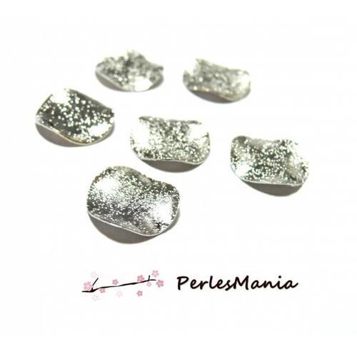 Ps110108687 pax 10 pendentifs, breloque medaillon martelée stardust 15mm argent platine ondulé qualité cuivre