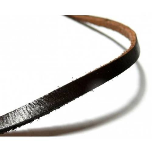 H122 pax 5m de cordon cuir veritable plat 3mm marron