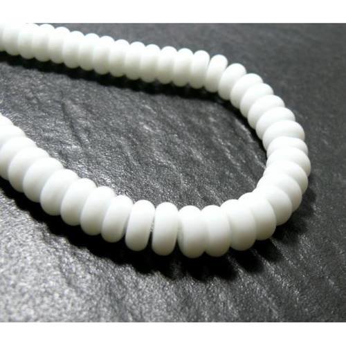H312 1 fil d'environ 75 perles rondelles 8 par 3.5mm verre lisse blanc