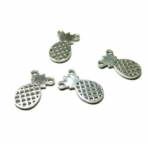 H201t207 pax 4 pendentifs connecteurs ananas en acier inoxydable