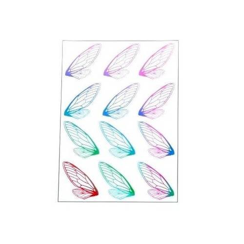 S11105879 pax de 2 planches imprimées d'ailes de papillons pour bijoux résine multicolores