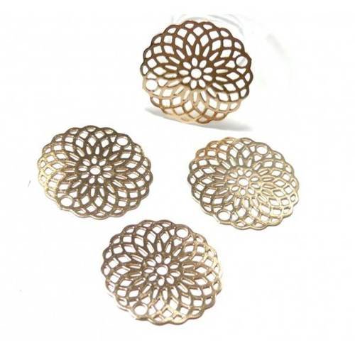 4 estampes pendentif filigrane rosace doré de 20mm c8867