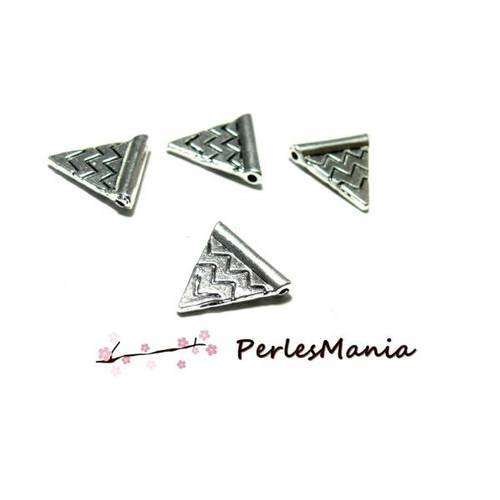 2d6878 pax: 50 passants perles intercalaires triangle chevron metal couleur argent antique