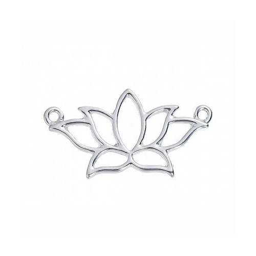 S1182697 pax 5 pendentifs connecteurs fleurs de lotus 26mm en metal couleur argent platine