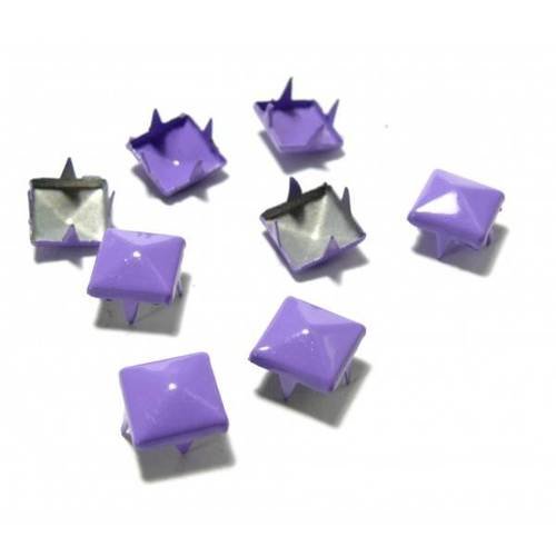 Lot de 50 clous rivet 9mm lilas pyramide carré à 4 griffes