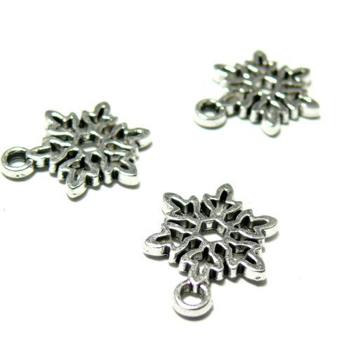 Ps110110026 pax: 50 pendentifs étoiles flocons de neige couleur argent antique