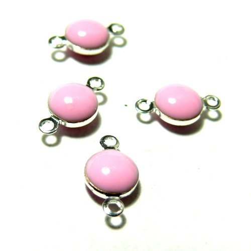 150717113850 pax 10 pendentifs connecteur cercle resine style emaille rose couleur no4 qualité laiton