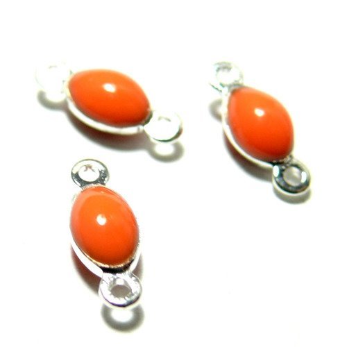 150717092923 pax 10 pendentifs connecteur ovale 11 par 4mm resine style emaille orange couleur no6 qualité laito