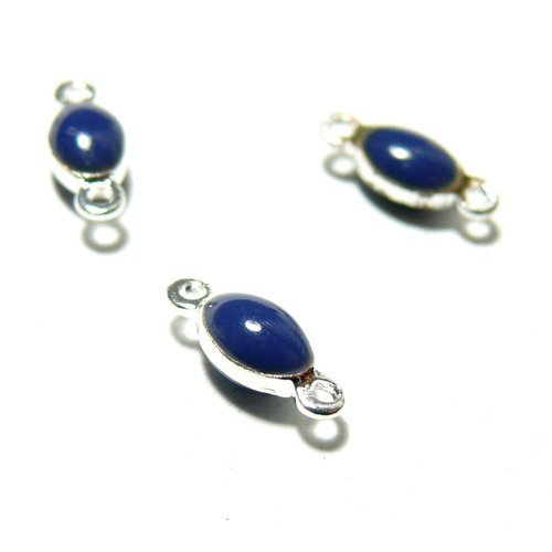 150717092923 pax 10 pendentifs connecteur ovale 11 par 4mm resine style emaille bleu couleur no3 qualité laiton