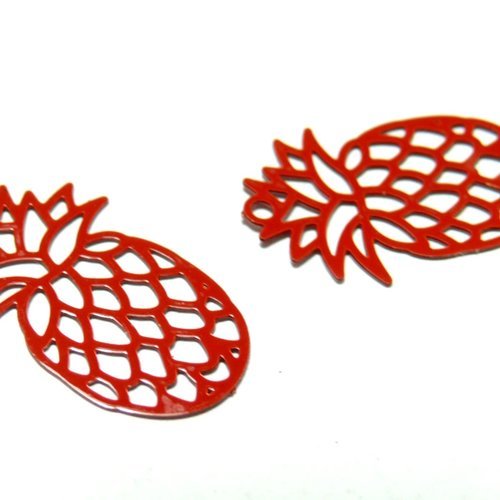 Ae117885 lot 4 estampes pendentif ananas rouge de 20mm