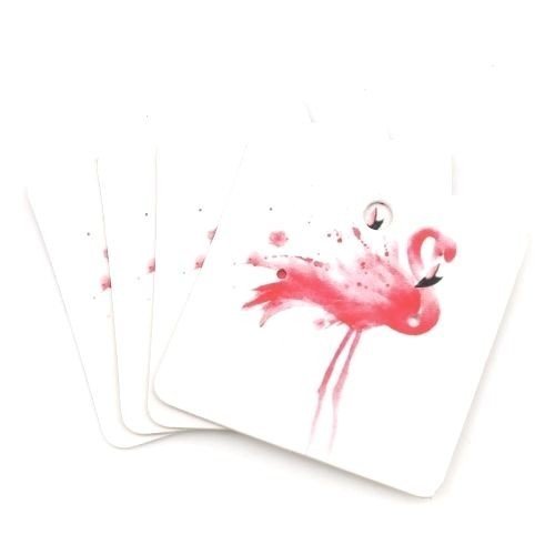S110118486 pax 20 cartes de présentation carre pour boucles d'oreilles flamant rose