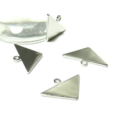 170929160454  pax 10 pendentifs triangle qualité laiton couleur argent platine