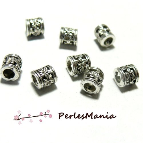 161015144828 pax environ 30 perles intercalaires tube fleur 6mm couleur argent antique