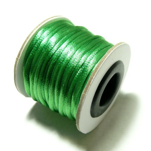 H01a11  lot 1 rouleau de 10 mètres fil nylon pour macramé 2mm vert
