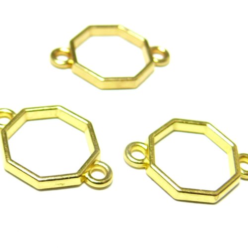 Ps110104537 pax 10 pendentifs connecteur fermé octogone couleur doré