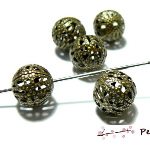 120831094241 pax 250 perles intercalaire ronde dentelle filigrane 6mm metal couleur bronze
