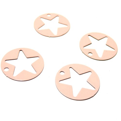 Ac119915 lot de 4 estampes rondes étoile perforée 18mm couleur rose pale