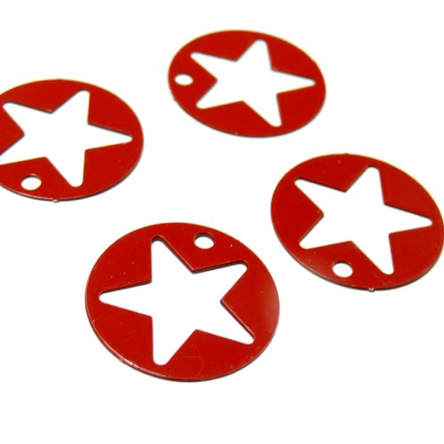 Ac119915 lot de 4 estampes rondes étoile perforée 18mm couleur rouge