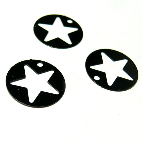 Ac119915 lot de 4 estampes rondes étoile perforée 18mm couleur noir