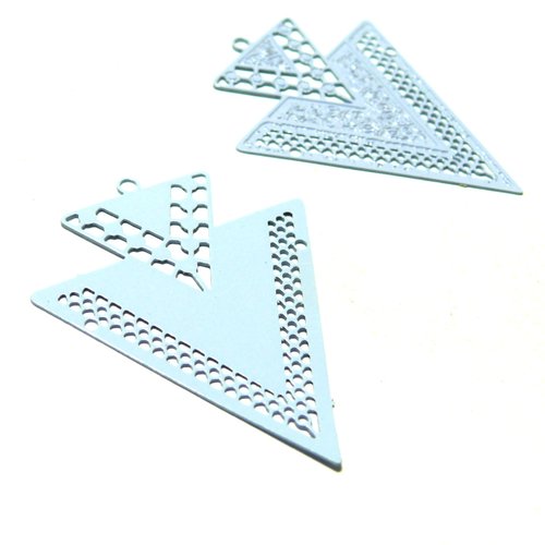 Ab113335 lot 4 estampes pendentif geometrique double triangle de 40mm bleu lilas